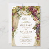 Vintager Boho Grapes Arch QR Code muslimische Hoch Einladung (Vorderseite)