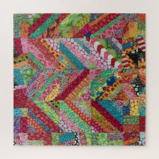 Vintager Boho Zigzag Patchwork Quilt Puzzle (Vertikal)