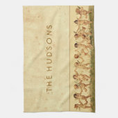 Vintager Bonbon, der glücklich die Engel Küchentuch (Vertikal)