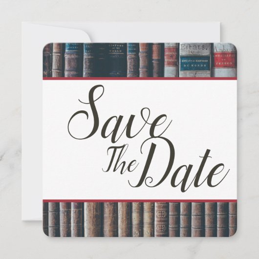 Vintager Bookcase Save the Date (Vorderseite)