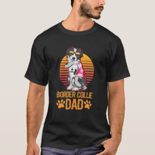 Vintager Border Collie Vater Sonnenbrille tragen F T-Shirt