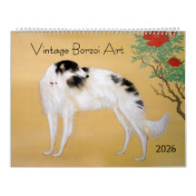 Vintager Borzoi-Kunstkalender 2026