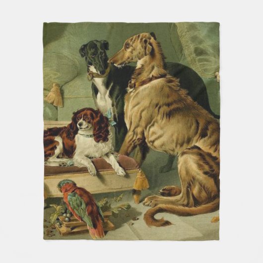 Vintager Borzoi-Malerei-FleeceThrow Fleecedecke (Vorderseite)