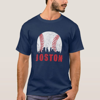 Vintager Boston Skyline Baseball-Rückschlag für Re T-Shirt