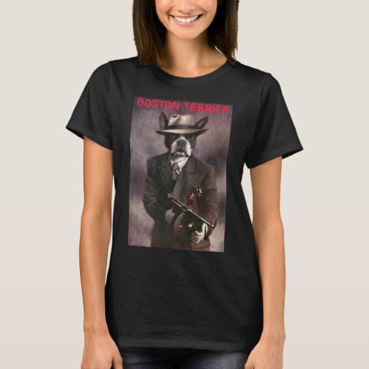 Vintager Boston-Terrier-Gangster-T - Shirt (Vorderseite)
