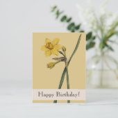 Vintager botanischer Affodil Happy Birthday Postca Postkarte (Stehend Vorderseite)