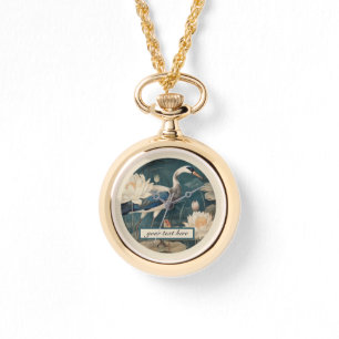 Vintager botanischer Blaukran anpassbar Armbanduhr
