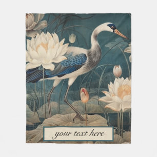 Vintager botanischer Blaukran anpassbar Fleecedecke