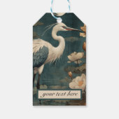 Vintager botanischer Blaukran anpassbar Geschenkanhänger (Rückseite)