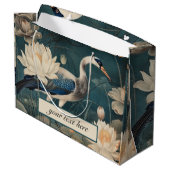 Vintager botanischer Blaukran anpassbar Große Geschenktüte (Rückseite Schrägansicht)