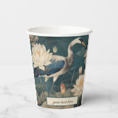 Vintager botanischer Blaukran anpassbar Pappbecher (Rückseite)