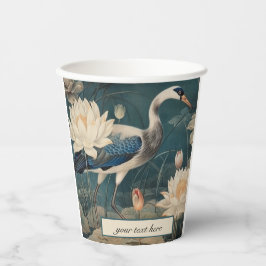 Vintager botanischer Blaukran anpassbar Pappbecher