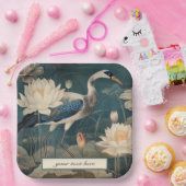 Vintager botanischer Blaukran anpassbar Pappteller (Party)