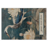 Vintager botanischer Blaukran anpassbar Schneidebrett (Vorderseite)