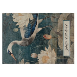 Vintager botanischer Blaukran anpassbar Schneidebrett