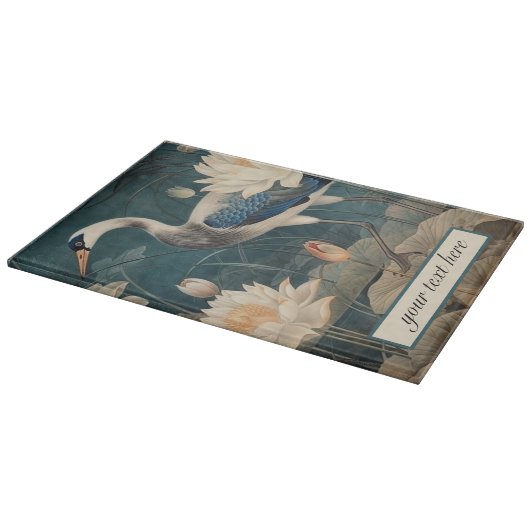 Vintager botanischer Blaukran anpassbar Schneidebrett (Ecke)