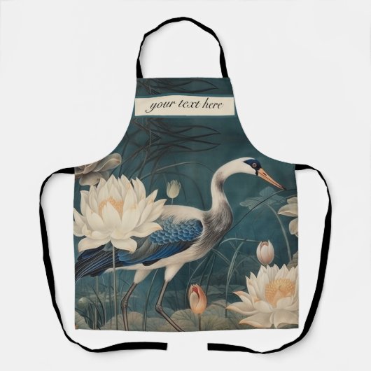 Vintager botanischer Blaukran anpassbar Schürze (Vorderseite)