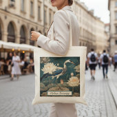 Vintager botanischer Blaukran anpassbar Tragetasche