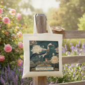 Vintager botanischer Blaukran anpassbar Tragetasche