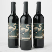 Vintager botanischer Blaukran anpassbar Weinetikett (Flaschen)