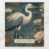 Vintager botanischer Blaukran anpassbar Weinetikett (Einzelnes Label)