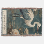 Vintager botanischer Blaukran individuell anpassba Decke (Vorderseite)