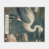 Vintager botanischer Blaukran individuell anpassba Fleecedecke (Vorderseite (Horizontal))