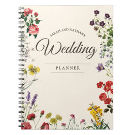 Vintager Botanischer Blume Bridal Weddingplaner Notizblock