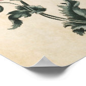 Vintager Botanischer Blumenmohndruck Poster (Ecke)