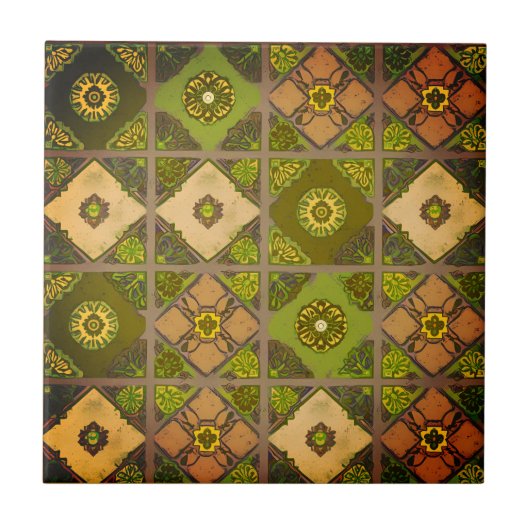 Vintager botanischer Charme Erdgeschmack Fliese (Vorderseite)