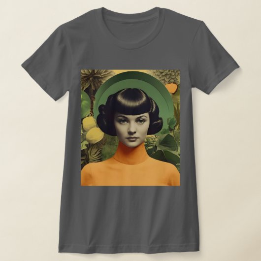 Vintager botanischer Collage T - Shirt (Ablage )