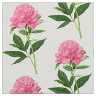 Vintager botanischer Druck, große rosa Pfingstros Stoff