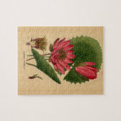 Vintager botanischer Druck Rosa Wasserlilie Lotus Puzzle (Horizontal)