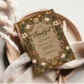 Vintager botanischer Erntedank Einladung