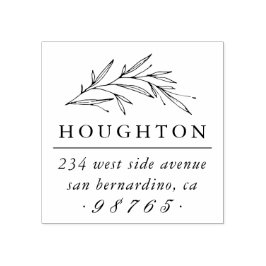 Vintager botanischer Familienname und Rücksendeadr Gummistempel