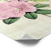 Vintager botanischer Frühflieger Rhododendron Poster (Ecke)