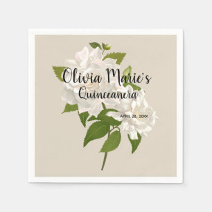 Vintager botanischer Gardenia BlumenQuinceañera Serviette