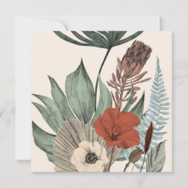 Vintager botanischer Garten - Wildblumen & Protea 