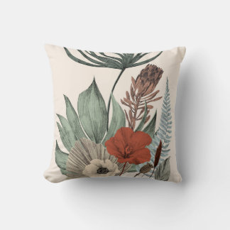Vintager botanischer Garten - Wildblumen & Protea Kissen