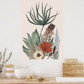 Vintager botanischer Garten - Wildblumen & Protea Poster (Küche)