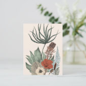 Vintager botanischer Garten - Wildblumen & Protea  Postkarte (Stehend Vorderseite)