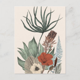 Vintager botanischer Garten - Wildblumen & Protea Postkarte