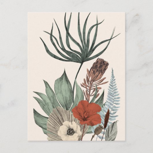 Vintager botanischer Garten - Wildblumen & Protea  Postkarte (Vorderseite)