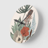 Vintager botanischer Garten - Wildblumen & Protea  Runde Wanduhr (Winkel)