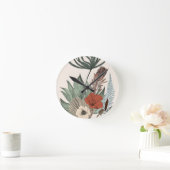 Vintager botanischer Garten - Wildblumen & Protea Runde Wanduhr (Zuhause)