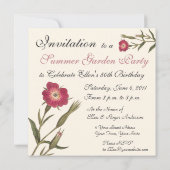 Vintager botanischer Geburtstag für Lady Gardener Einladung (Rückseite)