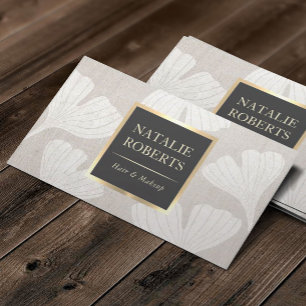 Vintager botanischer Ginkgo Makeup Artist Friseur  Visitenkarte