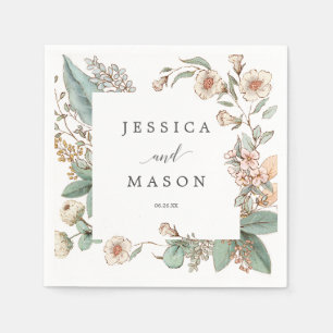 Vintager Botanischer Hochzeitscocktail Napkin Serviette