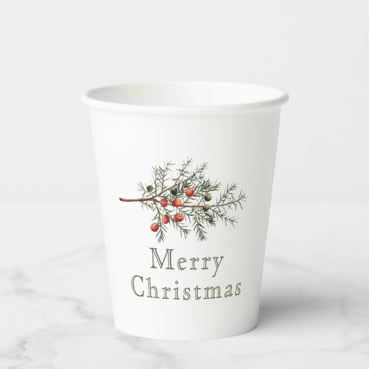 Vintager Botanischer Junior Weihnachtsgrün Pappbecher (Rückseite)