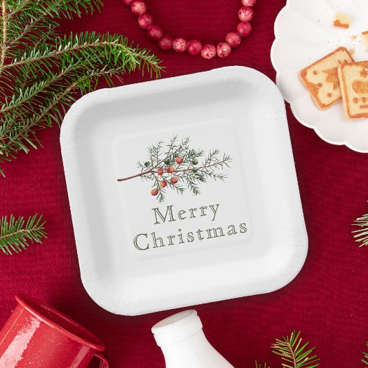 Vintager Botanischer Junior Weihnachtsgrün Pappteller